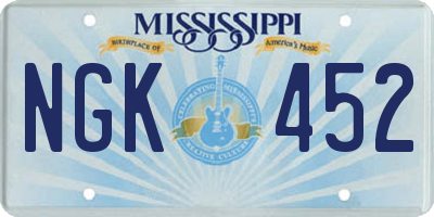 MS license plate NGK452
