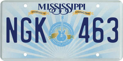 MS license plate NGK463