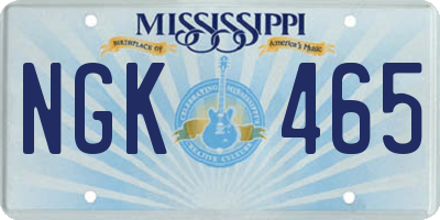 MS license plate NGK465