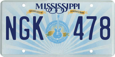 MS license plate NGK478