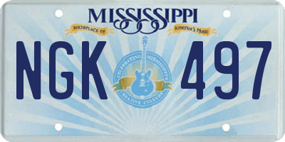MS license plate NGK497