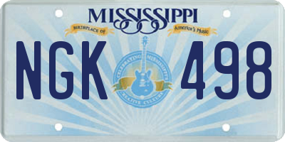 MS license plate NGK498