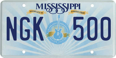 MS license plate NGK500