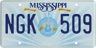 MS license plate NGK509