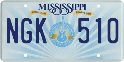 MS license plate NGK510