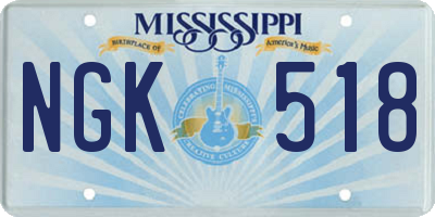MS license plate NGK518