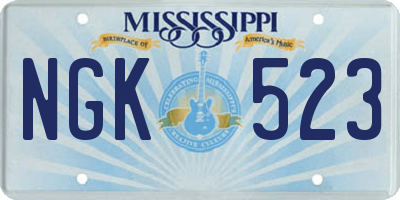 MS license plate NGK523