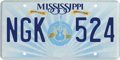 MS license plate NGK524