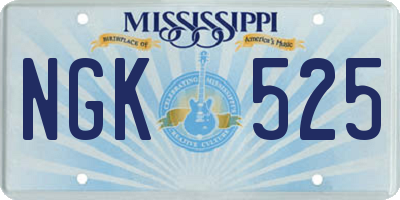 MS license plate NGK525