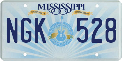 MS license plate NGK528