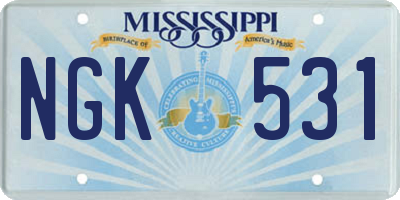 MS license plate NGK531