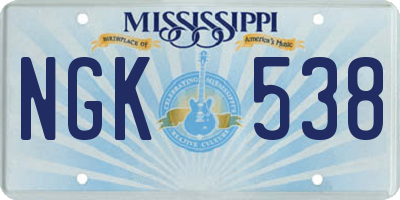 MS license plate NGK538