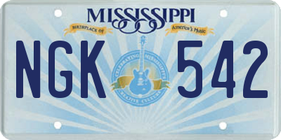 MS license plate NGK542
