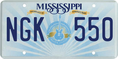 MS license plate NGK550