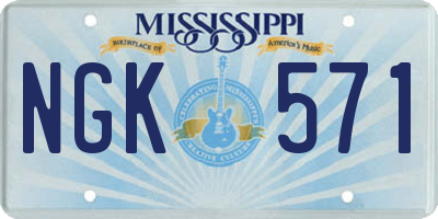 MS license plate NGK571