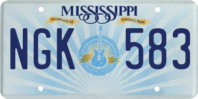 MS license plate NGK583
