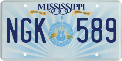 MS license plate NGK589