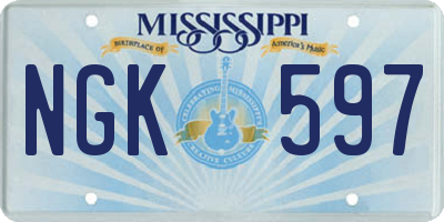 MS license plate NGK597