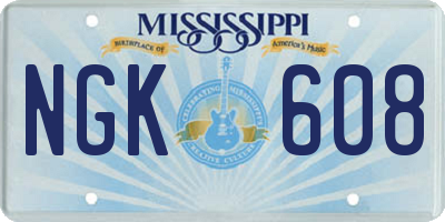 MS license plate NGK608