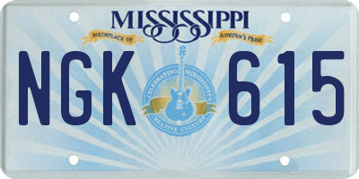 MS license plate NGK615