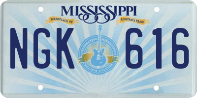 MS license plate NGK616