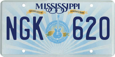 MS license plate NGK620