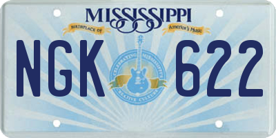 MS license plate NGK622