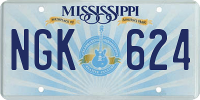 MS license plate NGK624