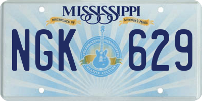 MS license plate NGK629