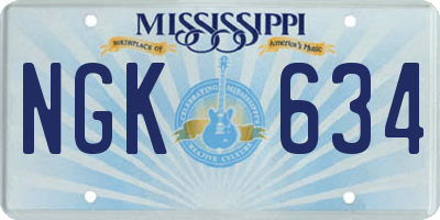 MS license plate NGK634