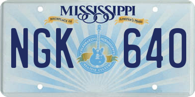 MS license plate NGK640