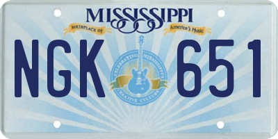 MS license plate NGK651