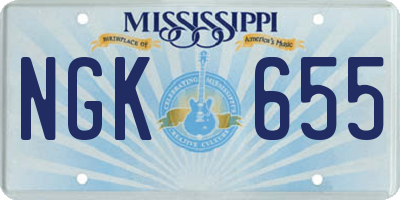 MS license plate NGK655