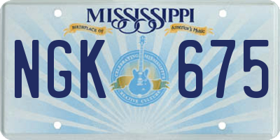 MS license plate NGK675