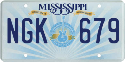 MS license plate NGK679