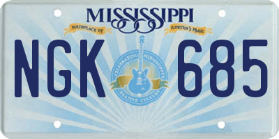 MS license plate NGK685