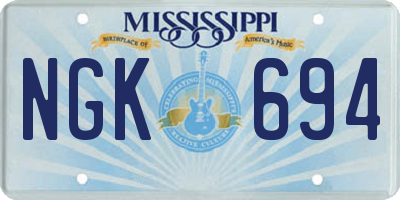 MS license plate NGK694