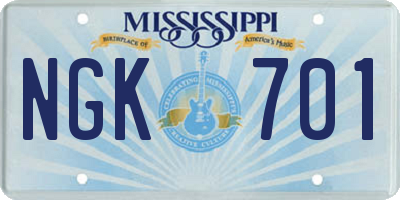 MS license plate NGK701