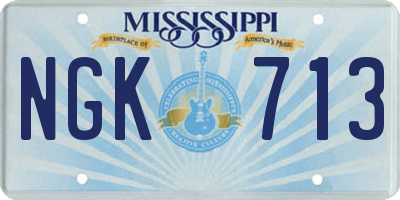 MS license plate NGK713