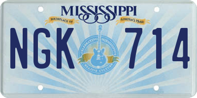 MS license plate NGK714