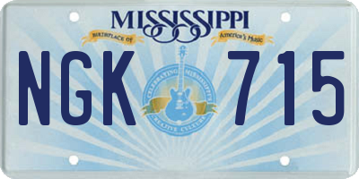 MS license plate NGK715