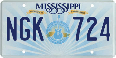 MS license plate NGK724