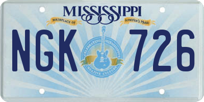 MS license plate NGK726