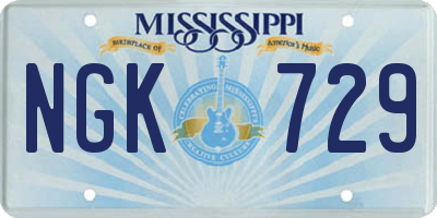 MS license plate NGK729