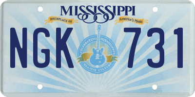 MS license plate NGK731