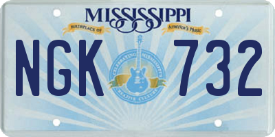 MS license plate NGK732