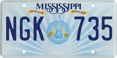 MS license plate NGK735