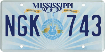 MS license plate NGK743