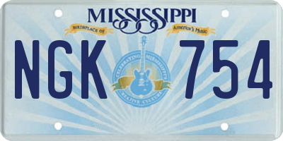 MS license plate NGK754