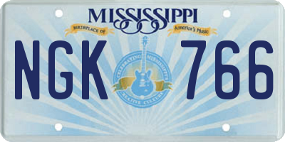 MS license plate NGK766